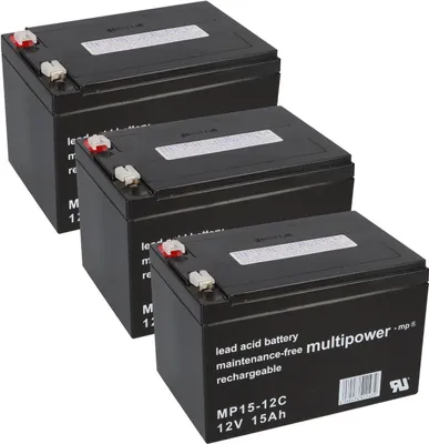 Produktbild von 3x 12V 15Ah AKKU BATTERIE für 36V SCOOTER ELEKTRO ROLLER E-ROLLER 36Volt 12Ah