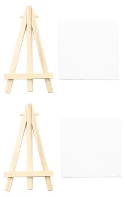 Mini-Staffelei-Set 2er-Pack mit Leinwänden, Holz, 10x10 cm