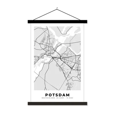 Produktbild von MuchoWow® Textilposter Potsdam - Karte - Stadtplan - Deutschland 40x60 cm mit schwarzem Rahmen - Wanddekorationen