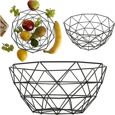 Image de Panier à légumes avec fruits grand bol en métal noir