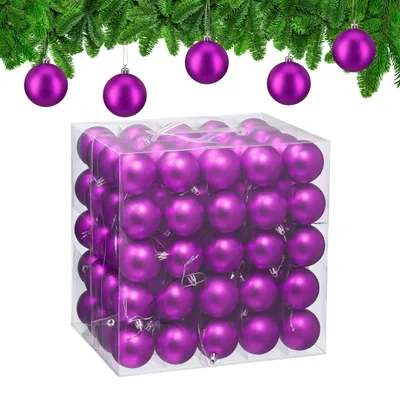 100er Set matte Weihnachtskugeln, Kunststoff, Ø 6 cm, Lila