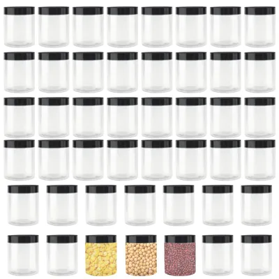 Productafbeelding van Transparante plastic containers met een zwarte deksel, 250 ml, 46 stuks