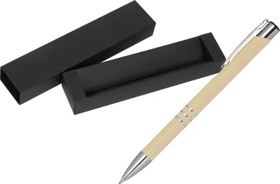 Produktbild von Kugelschreiber aus Metall / mit Pappetui / Farbe: elfenbein