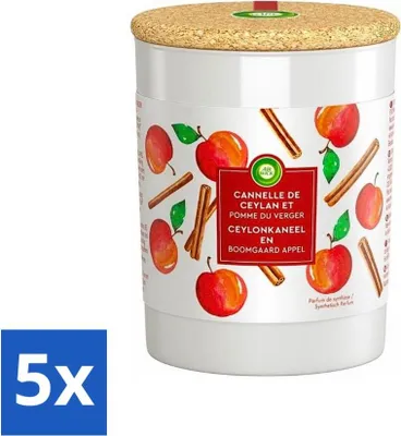 Zdjęcie produktu dla Air Wick – świeca zapachowa – cynamon i jabłko – czas palenia 35 godzin – opakowanie ekonomiczne – 5 sztuk