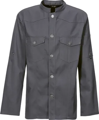 Produktbild von Kochjacke Westernstyle, langarm, Druckknöpfe, Fb. graphit, Gr. XS : graphit : XS : 65% Polyester 35%Baumwolle 220 g/m²