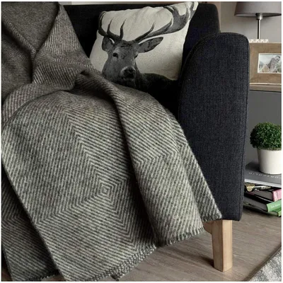 Wolldecke Plaid 100% Wolle 140x200 cm Grau