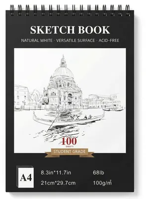 Skizzenbuch A4, Hardcover, 100 Blatt, 100 g/m², Spiralbindung