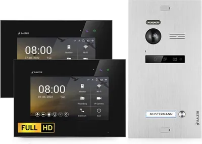 Produktbild von HD Video Türsprechanlage für 1 Familienhaus, 2x Monitore, Balter EVO HD Schwarz