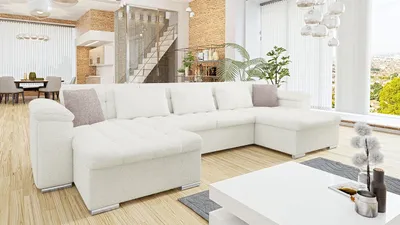 Obrázok produktu pre Sedačka do U na každodenné spanie BALTIMORE - biela