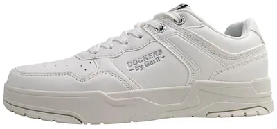 Image de Dockers par Gerli : chaussures de sport pour hommes, lacets, couleur blanche, style décontracté