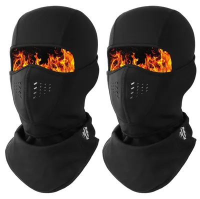 Obrázek produktu pro Sturmovka balaclava, lyžařská maska, prodyšná, větruodolná, teplá, černá + černá, sada 2 kusů