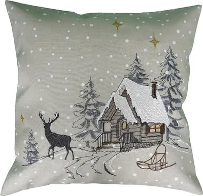 Produktbild von Kissenhülle 40 x 40 cm Stickerei Winterwald 40 x 40 cm Kissenhülle