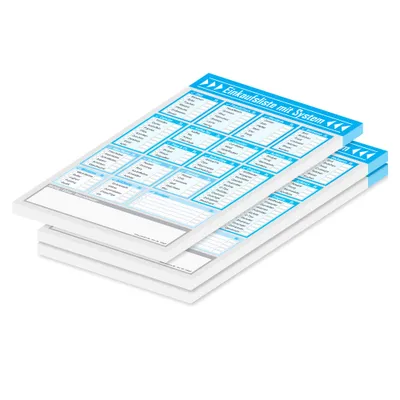 Image de PRICARO Liste de courses "System", bleu, magnétique, A5, 50 feuilles, 3 pièces