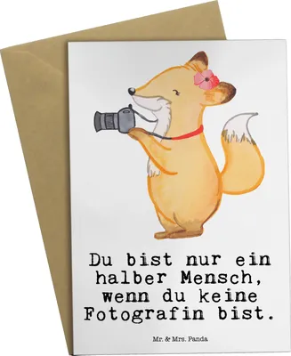 Produktbild von Mr. & Mrs. Panda babykarte Fotografin Herz - Weiß - Geschenk, Fotografie, Spruch, Ausbildung, einladungskarten, weihnachtskarten, osterkarten, hochzeitskarten