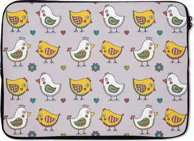 Produktbild von MuchoWow® Laptop Hülle 14 ZollMuster - Vogel - Huhn Laptoptasche - Laptoptasche - Stoßsicher - Schutzhaube