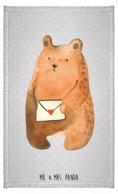 Produktbild von Mr. & Mrs. Panda Handtuch Bär Vermissen - Grau Pastell - Geschenk, Freundin, Reise, Teddy, Gästetuch, Klein, Unglücklich Verliebt, Liebeskummer, Mini-Handtuch, Freund