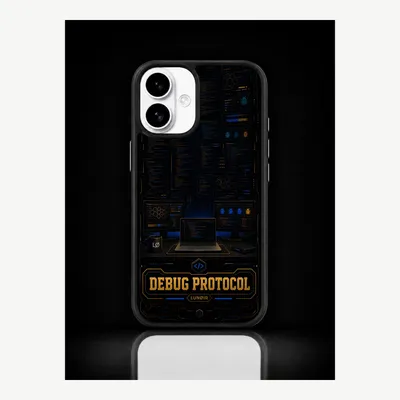 Immagine prodotto di Custodia per iPhone 16, cover protettiva per cellulare con motivo di debug – LUNØIR ©