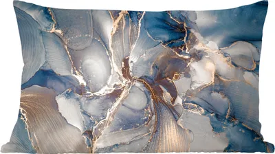 Produktbild von MuchoWow® Zierkissen Sofakissen Wohnzimmer Dekokissen 50x30 cm Marmor - Grau - Blau - Luxus - Gold - Wohnzimmerdekoration - Polster mit Photo