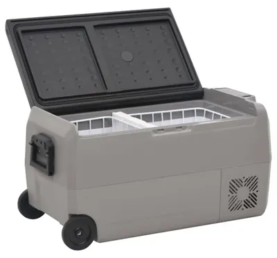 Obrázek produktu pro vidaXL Chladicí box s kolečky a adaptérem Černá a šedá 36 l PP a PE