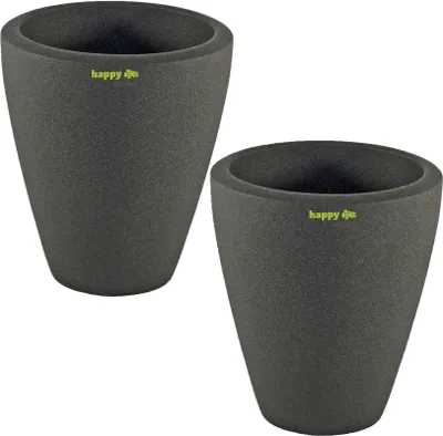 Produktbild von Set2 2 Keramik Blumentopf Rhodos für Orchideen anthrazit H 17 cm