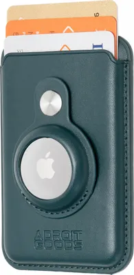 Obrázok produktu pre AdroitGoods AirTag puzdro na kartu vhodné pre Magsafe a iPhone - puzdro na kartu/peňaženka - kožené/zelené