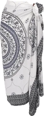 Produktbild von Bali Sarong, Wandbehang, Wickelrock, Sarongkleid Mandala - Grau/weiß, Uni, Viskose, 160*110*0,5 cm, Sarongs & Tücher