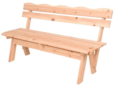 Produktbild von Massivholz Gartenbank 3-Sitzer mit Rückenlehne - 150 x 62 cm - Holz Sitzbank wetterfest 200 kg Belastbarkeit
