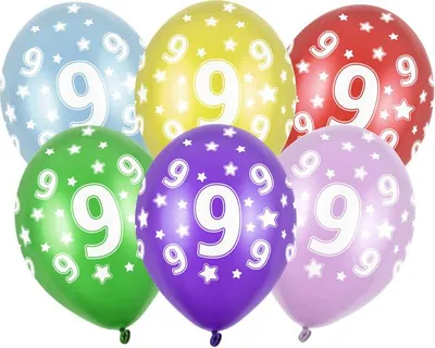 Image de 6 ballons chiffre 9 anniversaire multicolore