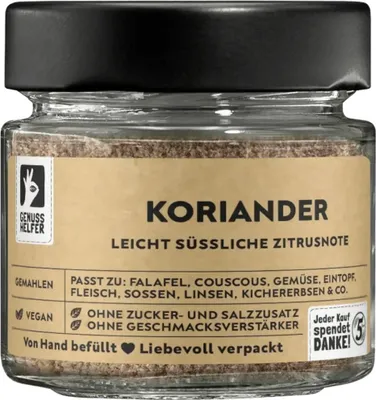 Produktbild von Koriander, gemahlen, Korianderpulver zum Kochen, gemahlene Koriandersamen, 35g im Glas