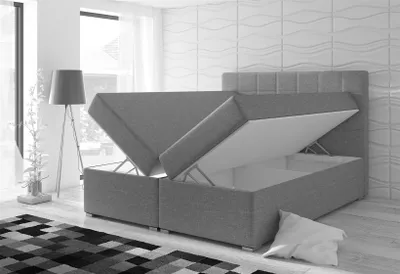 Produktbild von Boxspringbett Schlafzimmerbett KALYPSO 180x200cm Stoff Grau inkl. Bettkasten