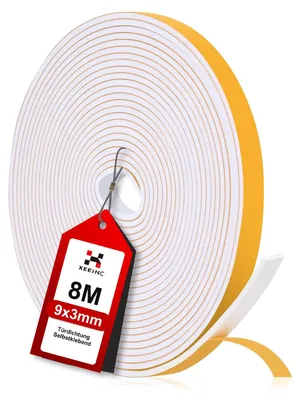 Image de Joint d'étanchéité pour porte - Autocollant - 9 mm x 3 mm - 8 mètres - Blanc - Pour porte et fenêtre