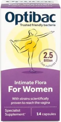 A box of Optibac Intimate Flora for Women capsules.