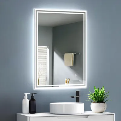 Produktbild von GIMBELEN Badspiegel mit Beleuchtung, 45x60cm Badezimmerspiegel Mit Beleuchtung, Badspiegel Mit Touch Schalter, Kaltweiß 6500K Energiesparend LED