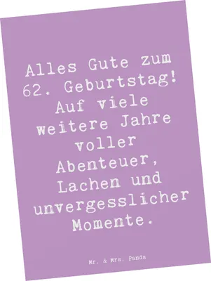 Produktbild von Mr. & Mrs. Panda Postkarte Spruch 62. Geburtstag - Lavendeltraum - Geschenk, Grußkarte, Alter, Ansichtskarten, unvergessliche Momente, Geburtstagskarten, Happy Birthday
