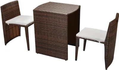 Produktbild von vidaXL 3-tlg. Bistro-Set mit Auflagen Poly Rattan Braun