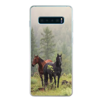 Produktbild von MuchoWow® Handyhülle Schutzhülle Hülle für Samsung Galaxy S10 Lite Pferde - Wald - Nebel Silikon Softcase Handy Hülle - Schutz