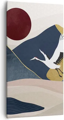 Produktbild von Bild auf Leinwand - Leinwandbild - Einteilig - Kraniche Berge Sonne - 55x100cm - Wand Bild - Wanddeko - Wandbilder - Leinwanddruck - Bilder - Wanddekoration - Leinwand bilder - PA55x100-4785