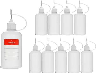 Produktbild von 10 Plastikflaschen 50 ml aus LDPE, G14, Tropfverschluss mit Nadelkappe, weiss