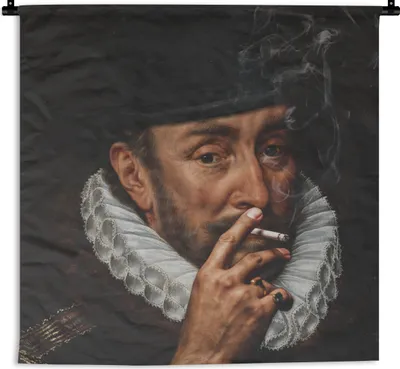Produktbild von MuchoWow® Wandteppich Wandbehang Wilhelm von Oranien - Adriaen Thomasz - Hut 150x150 cm Tapisserie Dekoration Wandtuch - Wohnaccessoires - Modernes