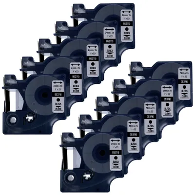 Produktbild von DULA Etikettenband - Kompatibel mit Dymo D1 53710 - 10 Stück - Schwarz auf transparent - 24mm x 7m