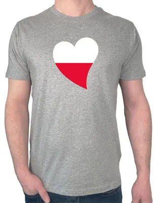 Produktbild von Huuraa Herren T-Shirt Polen Flagge Herz S Sport Grey Bio Baumwolle Fairtrade Herrenshirt Geschenkidee