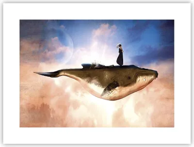 Produktbild von Poster - Poster ohne Rahmen - Wal Frau Himmel - 40x30 cm - Wand Bild - Wanddeko - Wandbilder - Kunstposter - Wandposter - Bilder - Kunstdruck - Wanddekoration - Wandbild - P2XAA40x30-5040
