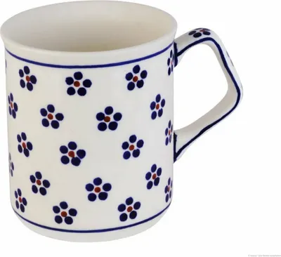 Produktbild von Original Bunzlauer Keramik 250 ml Kaffeebecher Teetasse Pott Tasse Becher Henkel eckig Ø 8,0 cm, H 9,2 cm Dekor 225