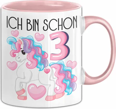 Produktbild von 3. Geburtstag Geschenk Tasse Becher Mädchen Tochter Geburtstagsgeschenk Einhorn Ich Bin Schon 3 (Rosa)
