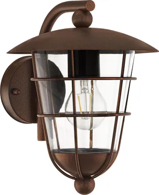 Produktbild von EGLO Außen-Wandlampe Pulfero, 1 flammige Außenleuchte, Wandleuchte aus verzinktem Stahl und Kunststoff, Farbe: Braun, Fassung: E27, IP44