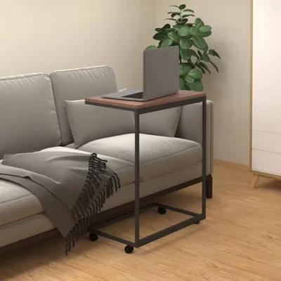 Produktbild von 2025 Moderne Beistelltisch mit Rollen Schwarz 55x35x70 cm Holzwerkstoff - Couchtische,Design 4826890 1parcel