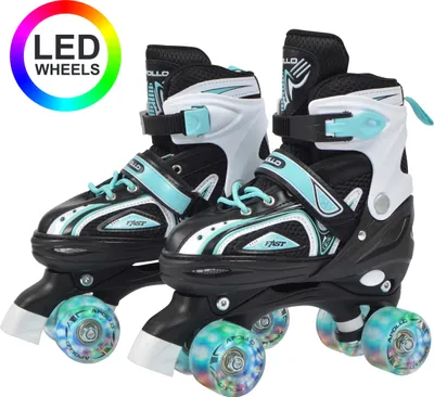 Produktbild von Apollo Super Quad X Pro | verstellbare Rollschuhe für Kinder | komfortable, größenverstellbare LED Roller Skates | Rollschuhe für Mädchen und Jungen | Größen 31 - 42 Größe L (39-42) - mint