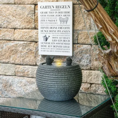 Produktbild von esotec Solar LED Wasserbrunnen Vogelpaar Komplettset, USB, LED-Licht Akku 101370