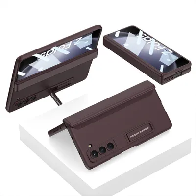 Obrázek produktu pro Pouzdro na Samsung Galaxy Z Fold 5, Magnetické ochranou pantu, All-Inclusive kryt s ochranou displeje a stojánkem červené