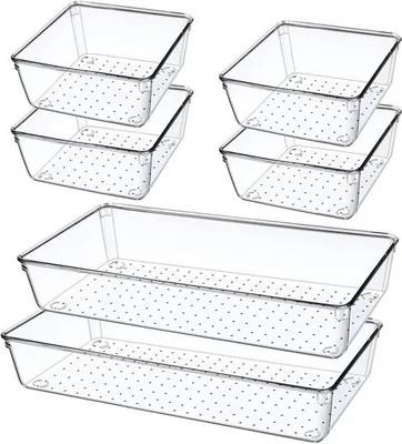 Immagine prodotto di Set trasparente da 6 pezzi, 30 cm, 2 misure, per lavagne a fogli mobili, trucchi, cucina, scrivania, ufficio, cassetti del bagno